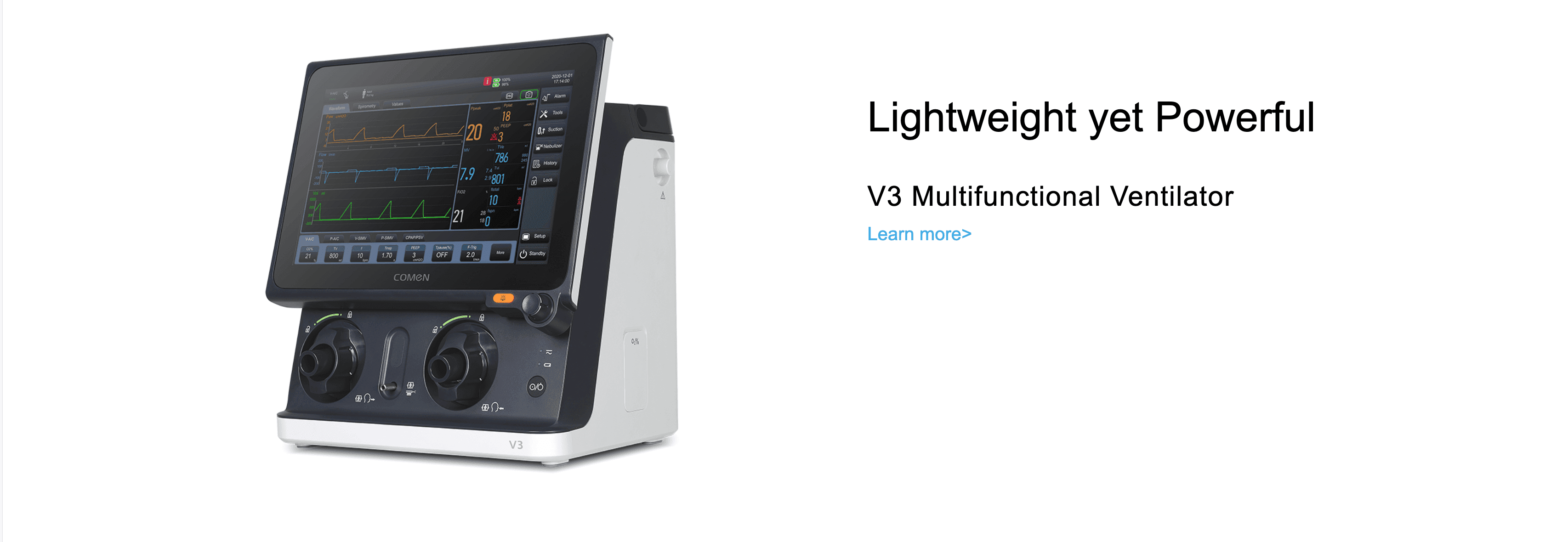 Lightweight yet Powerful;V3 Multifunctional Ventilator